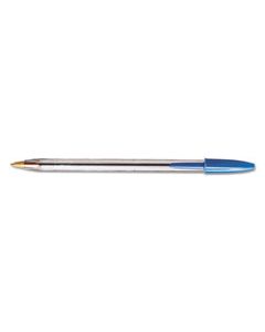 BICMS241BE CRISTAL XTRA SMOOTH STICK BALLPOINT PEN, 1MM, BLUE INK, CLEAR BARREL, 24/PACK