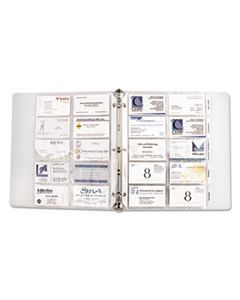 CLI61117 TABBED BUSINESS CARD BINDER PAGES, 20 CARDS PER LETTER PAGE, CLEAR, 5 PAGES