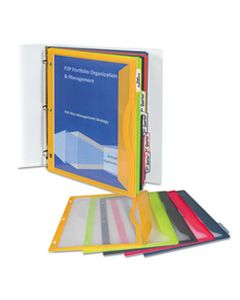 CLI06650 BINDER POCKET WITH WRITE-ON INDEX TABS, 9.69 X 11.19, ASSORTED, 5/SET