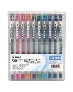 PIL35484 G-TEC-C ULTRA STICK GEL PEN, ULTRA-FINE 0.4MM, ASSORTED INK, CLEAR BARREL, 10/PACK