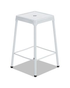 SAF6605WH COUNTER-HEIGHT STEEL STOOL, 25" SEAT HEIGHT, SUPPORTS UP TO 250 LBS., WHITE SEAT/WHITE BACK, WHITE BASE