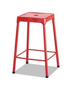 SAF6605RD COUNTER-HEIGHT STEEL STOOL, 25" SEAT HEIGHT, SUPPORTS UP TO 250 LBS., RED SEAT/RED BACK, RED BASE
