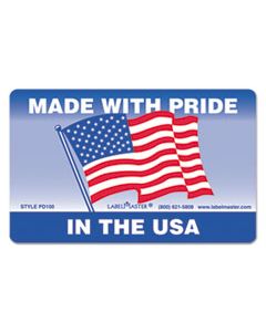 LMTPD100 WAREHOUSE SELF-ADHESIVE LABELS, MADE WITH PRIDE IN THE USA, 5.25 X 3, RED/WHITE/BLUE, 500/ROLL