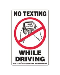 LMTRT30 NO TEXTING SELF-ADHESIVE LABELS, NO TEXTING WHILE DRIVING, 6.5 X 4.5, WHITE/BLACK/RED, 500/ROLL