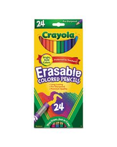 CYO682424 ERASABLE COLOR PENCIL SET, 3.3 MM, 2B (#1), ASSORTED LEAD/BARREL COLORS, 24/PACK