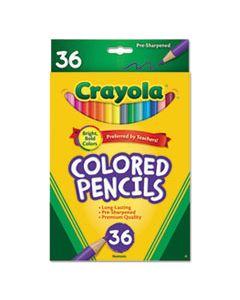 CYO684036 SHORT-LENGTH COLORED PENCIL SET, 3.3 MM, 2B (#1), ASSORTED LEAD/BARREL COLORS, 36/PACK