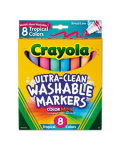 CYO587816 TROPICAL COLOR WASHABLE MARKERS, BROAD BULLET TIP, ASSORTED COLORS, 8/PACK