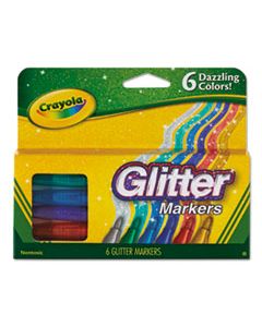 CYO588629 GLITTER MARKERS, MEDIUM BULLET TIP, ASSORTED COLORS, 6/SET