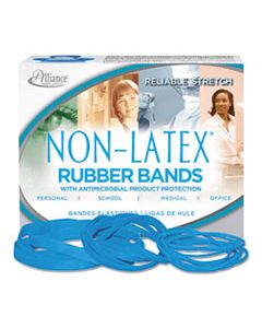 ALL42179 ANTIMICROBIAL NON-LATEX RUBBER BANDS, SIZE 117B, 0.06" GAUGE, CYAN BLUE, 4 OZ BOX, 62/BOX