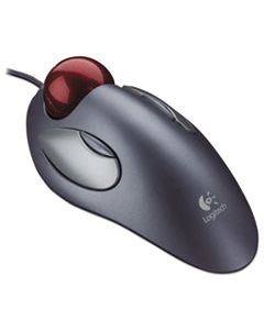 LOG910000806 TRACKMAN MARBLE MOUSE, USB 1.0, LEFT/RIGHT HAND USE, GRAY/RED
