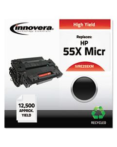 IVRE255XM REMANUFACTURED CE255X(M) (55XM) HIGH-YIELD MICR TONER, 12500 PAGE-YIELD, BLACK