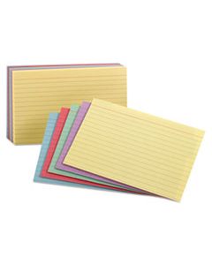 OXF40280 RULED INDEX CARDS, 3 X 5, BLUE/VIOLET/CANARY/GREEN/CHERRY, 100/PACK