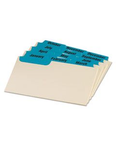OXF03513 LAMINATED INDEX CARD GUIDES, MONTHLY, 1/3 TAB, MANILA, 3 X 5, 12/SET