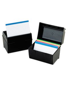 OXF01581 PLASTIC INDEX CARD FILE, 500 CAPACITY, 8 5/8W X 6 3/8D, BLACK