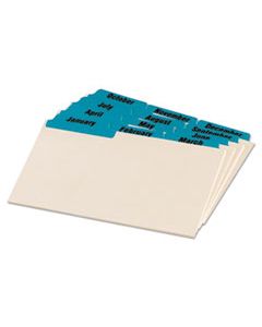 OXF04613 LAMINATED TAB INDEX CARD GUIDES, MONTHLY, 1/3 TAB, MANILA, 4 X 6, 12/SET