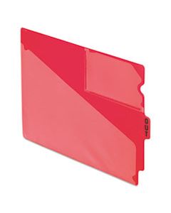 PFX13541 END TAB POLY OUT GUIDES, CENTER "OUT" TAB, LETTER, RED, 50/BOX