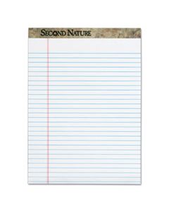 TOP74880 SECOND NATURE RECYCLED PADS, WIDE/LEGAL RULE, 8.5 X 11.75, WHITE, 50 SHEETS, DOZEN