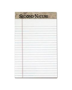 TOP74830 SECOND NATURE RECYCLED RULED PADS, NARROW RULE, 5 X 8, WHITE, 50 SHEETS, DOZEN