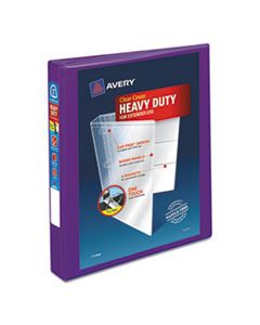 AVE79771 HEAVY-DUTY VIEW BINDER WITH DURAHINGE AND LOCKING ONE TOUCH EZD RINGS, 3 RINGS, 1" CAPACITY, 11 X 8.5, PURPLE