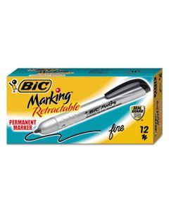 BICPMR11BK INTENSITY RETRACTABLE PERMANENT MARKER, FINE BULLET TIP, BLACK, DOZEN