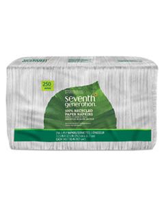 SEV13713PK 100% RECYCLED NAPKINS, 1-PLY, 11 1/2 X 12 1/2, WHITE, 250/PACK