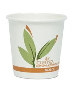 SCC374RC BARE BY SOLO ECO-FORWARD RECYCLED CONTENT PCF PAPER HOT CUPS, 4 OZ, GREEN/WHITE/BEIGE, 1,000/CARTON