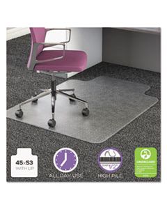 DEFCM16233COM15 ULTRAMAT ALL DAY USE CHAIR MAT FOR HIGH PILE CARPET, 45 X 53, WIDE LIPPED, CLEAR