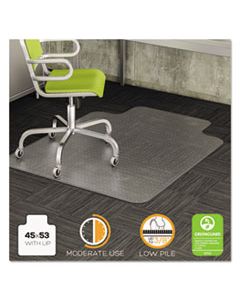 DEFCM13233COM DURAMAT MODERATE USE CHAIR MAT FOR LOW PILE CARPET, 45 X 53 WITH LIP, CLEAR