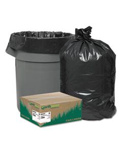WBIRNW4850 LINEAR LOW DENSITY RECYCLED CAN LINERS, 45 GAL, 1.25 MIL, 40" X 46", BLACK, 100/CARTON