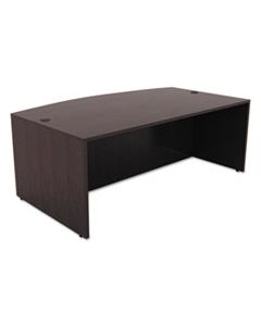 ALEVA227236ES ALERA VALENCIA BOW FRONT DESK SHELL, 71W X 35.5D TO 41.38D X 29.63H ESPRESSO