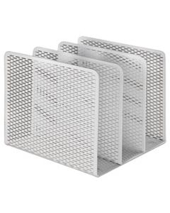 AOPART20009WH URBAN COLLECTION PUNCHED METAL FILE SORTER, 3 SECTIONS, LETTER SIZE FILES, 8" X 8" X 7.25", WHITE