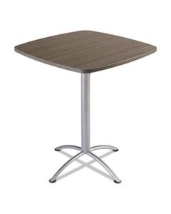 ICE69757 ILAND TABLE, CONTOUR, SQUARE BISTRO STYLE, 36" X 36" X 42", NATURAL TEAK/SILVER