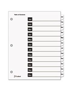 CRD60313 ONESTEP PRINTABLE TABLE OF CONTENTS AND DIVIDERS, 12-TAB, JAN. TO DEC., 11 X 8.5, WHITE, 1 SET