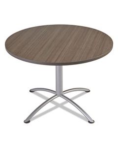 ICE69737 ILAND TABLE, CONTOUR, ROUND SEATED STYLE, 42" DIA. X 29", NATURAL TEAK/SILVER