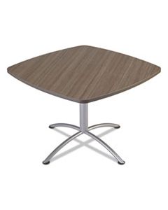 ICE69747 ILAND TABLE, CONTOUR, SQUARE SEATED STYLE, 42" X 42" X 29", NATURAL TEAK/SILVER
