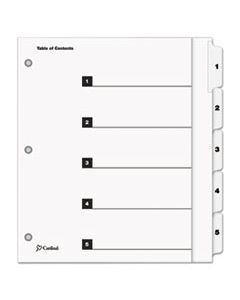 CRD61313 ONESTEP EXTRA WIDE PRINTABLE TABLE OF CONTENTS AND DIVIDERS, 5-TAB, 1 TO 5, 11.25 X 9.75, WHITE, 1 SET