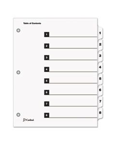 CRD60833 QUICKSTEP ONESTEP PRINTABLE TABLE OF CONTENTS AND DIVIDERS, 8-TAB, 1 TO 8, 11 X 8.5, WHITE, 24 SETS