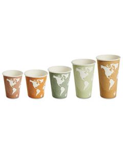 ECOEPBHC8WAPKCT WORLD ART RENEWABLE AND COMPOSTABLE HOT CUPS, 8 OZ, PLUM, 50/PACK, 10 PACK/CARTON