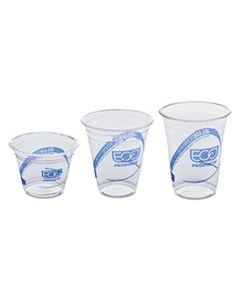 ECOEPCR9PK BLUESTRIPE 25% RECYCLED CONTENT COLD CUPS CONVENIENCE PACK, 9 OZ, CLEAR/BLUE, 50/PACK
