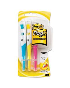 MMM689HL3 FLAG + HIGHLIGHTER, CHISEL TIP, ASSORTED COLORS, 3/PACK