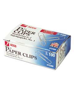 ACC72360 PAPER CLIPS, SMALL (NO. 1), SILVER, 100/BOX, 10 BOXES/PACK