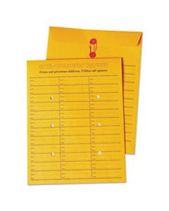 QUA63562 BROWN KRAFT STRING & BUTTON BOX-STYLE INTEROFFICE ENVELOPE, #97, TWO-SIDED THREE-COLUMN FORMAT, 10 X 13, BROWN KRAFT, 100/BOX