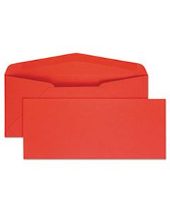 QUA11134 COLORED ENVELOPE, #10, BANKERS FLAP, GUMMED CLOSURE, 4.13 X 9.5, RED, 25/PACK