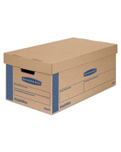 FEL0065901 SMOOTHMOVE PRIME MOVING & STORAGE BOXES, SMALL, HALF SLOTTED CONTAINER (HSC), 24" X 12" X 10", BROWN KRAFT/BLUE, 8/CARTON