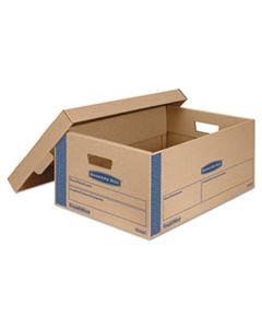 FEL0066001 SMOOTHMOVE PRIME MOVING & STORAGE BOXES, LARGE, HALF SLOTTED CONTAINER (HSC), 24" X 15" X 10", BROWN KRAFT/BLUE, 8/CARTON