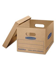 FEL7714203 SMOOTHMOVE CLASSIC MOVING & STORAGE BOXES, SMALL, HALF SLOTTED CONTAINER (HSC), 15 X 12 X 10, BROWN KRAFT/BLUE, 10/CARTON