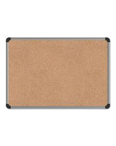 UNV43712 CORK BOARD WITH ALUMINUM FRAME, 24 X 18, NATURAL, SILVER FRAME