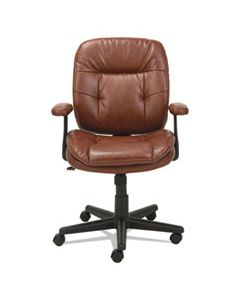 OIFST4859 SWIVEL/TILT LEATHER TASK CHAIR, SUPPORTS UP TO 250 LBS., CHESTNUT BROWN SEAT/CHESTNUT BROWN BACK, BLACK BASE