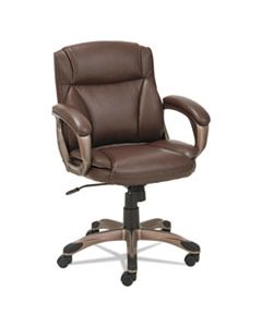ALEVN6159 ALERA VEON SERIES LOW-BACK LEATHER TASK CHAIR, SUPPORTS UP TO 275 LBS., BROWN SEAT/BROWN BACK, BRONZE BASE