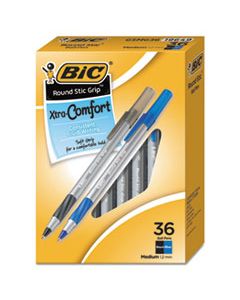 BICGSMG361AST ROUND STIC GRIP XTRA COMFORT STICK BALLPOINT PEN, 1.2MM, ASSORTED INK/BARREL, 36/PACK